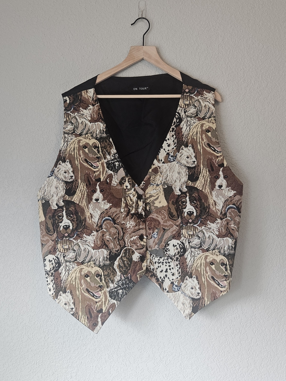 Vintage On Tour Dog Lover Tapestry Vest - Plus Size 3X - Made in USA